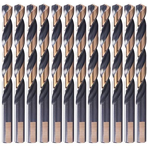 12 PCS, 13/64, Black and Gold Coated Twist Drill Bits
