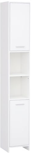 HOMCOM Bathroom Floor Storage Cabinet Slim Tallboy w/Door Cupboard & Shelves For Living Room, Bedroom, Hallway White