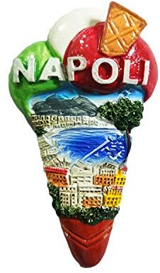 Imán de resina para nevera de Nápoles, Italia, 3D, recuerdo de viaje, hecho a mano, decoración del hogar y la cocina, colección de imanes para nevera, regalo