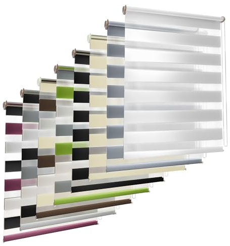 TEKONA Doppelrollo Klemmfix ohne Bohren Duo-Rollo Rollo Blickdicht lichtdurchlässig Fensterrollos Seitenzugrollo Sonnenschutz Fenster und Tür - Weiß, 80 x 230 cm (B x L) - Stoffbreite 76cm