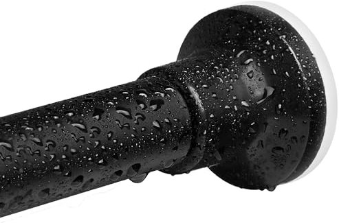 Matt Schwarz Duschvorhangstange, Teleskopstange Ausziehbare Spannstange aus Edelstahl, Ohne Bohren Teleskopstange für Badezimmer, Badewanne, Schrank (72-194cm)