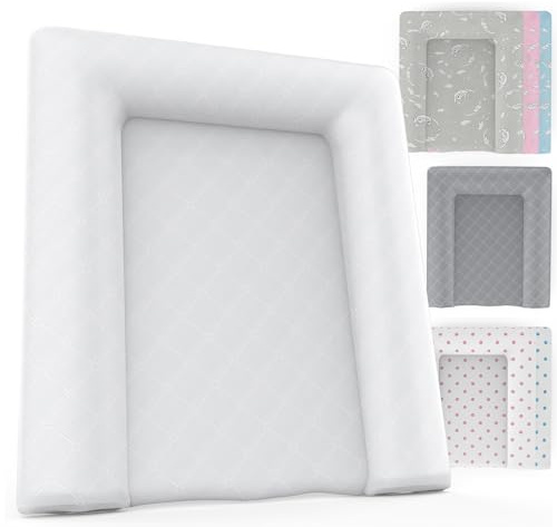 Baby'ness Wasserfest Wickelauflage - 75x85 cm - Hochwertig, Abwischbar, Leicht zu Reinigende - Erweitern Sie Ihren Wickelbereich mit Wickelunterlagen - Gesteppt Weis