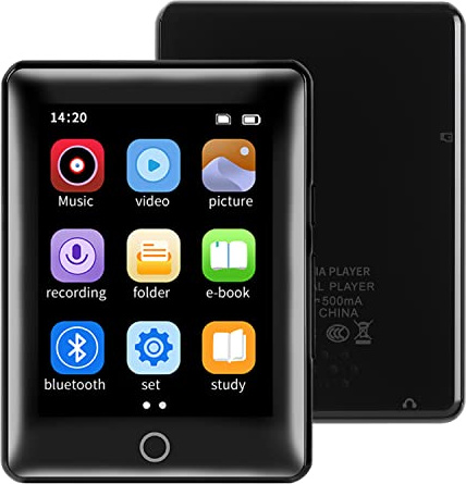 RIJAHO 64GB MP3 Player with Bluetooth 5.0 Portable High Fidelity Lossless Sound MP3 Music Player and FM Radio Recorder E-Book Built-in Speaker3.0 inch Screen Maximum Support 128GB (Black)