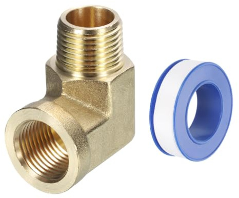 QUARKZMAN 3/8 tum mässing slangkopplingar NPT X 3/8 tum kvinnlig NPT, 1 st 90 graders adapter väg armbåge smidda slangkopplingar för gas, luft, olja, propan