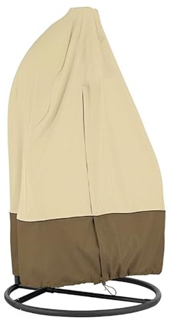 FANSU Hängesessel Abdeckung Outdoor Wasserdicht, 210D Oxford-Stoff Abdeckplane UV-Anti Winterfest Schutzhülle Gartenmöbel für Hängestuhl, Swing Chair, Egg Chair (115x190cm,Beige Khaki)