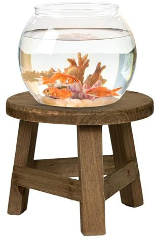 Frfik Panchina per Piante in Legno - Supporto Rotondo per Piante in Legno | per Contenitori di Piante, Arredamento per Giardinaggio, Decorazione d'Interni, Ingressi e Altro, Marrone