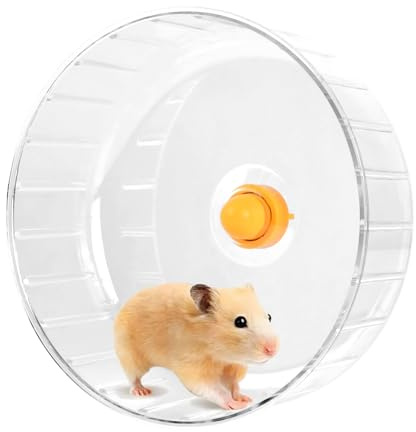 Silent Spinner Hamster Wheel, 21cm/ 8.27Inch Hamster Exercise Wheel Transparent, Quite Running Wheel Washable, Plastic Small Animal Exercise Wheels for Gerbil Dwarf Rat Mice