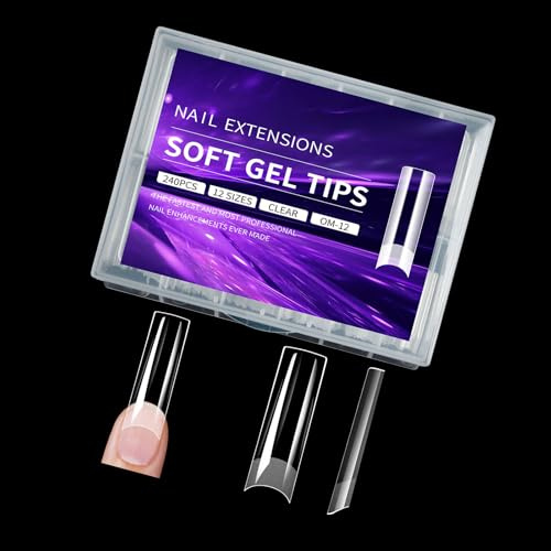 Clear Square Nails Tips For Acrylic Nails Professional Long Almond Full Covers False Nails Extension Tips 240Pcs