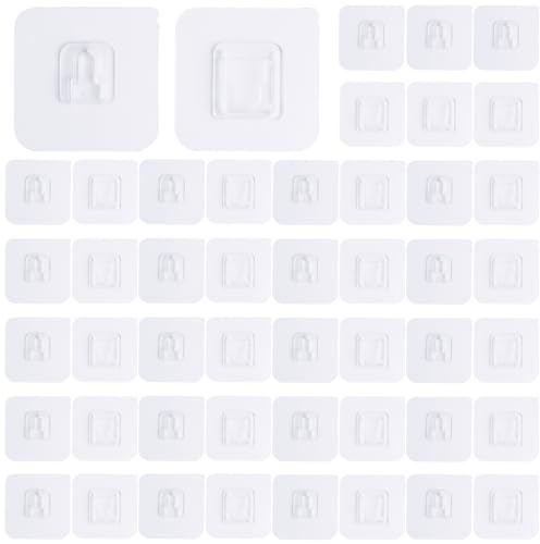 SopwMap 24 Pares Ganchos Adhesivos de Pared de Doble Cara Transparentes, Ganchos mágicos, Ganchos Autoadhesivos, para Cocina, Baño y Salón, para Colgar Marcos de Fotos, Decoraciones y Más