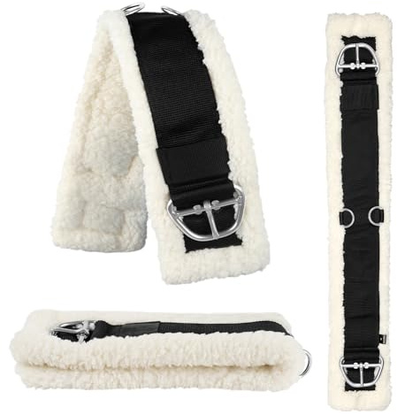 NVAAV Western Cinch Horse Girth 28 - Soft 25mm Thick Fleece Padding & Non-Slip Nylon Webbing with Stainless Steel Buckles - Comfortable, Durable, and Easy to Install for Western Saddles