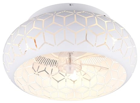 Reality Leuchten Deckenventilator mit Beleuchtung Bidar R61574031, Metall Weiß matt, 3 Geschwindigkeiten, Sommer- Winterbetrieb, Fernbedienung, Timer