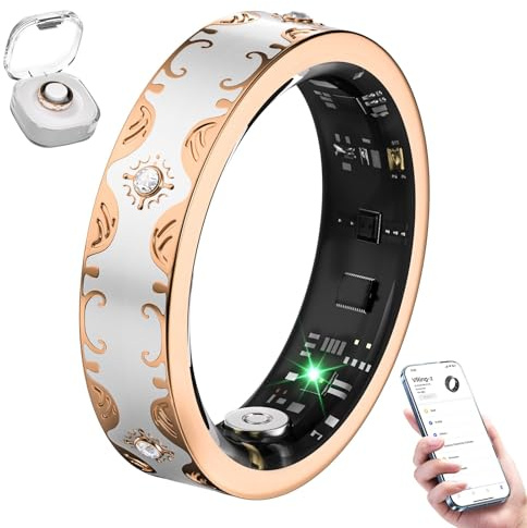 10 Gen Diamond Smart Ring and Wireless Charging Case【Industry Ranking No.1 – 0 Measurement Error】2025 Smart Ring Women for Sleep Monitoring, Wearable SpO2, Compatible with Android and iOS【White 9#】
