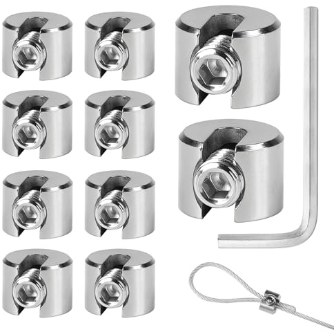 MIGUBIGU 10 PCS Morsetto per Cavo Acciaio 5 mm M10, Clip per Fune Metallica con Chiavi Inglesi, Morsetti per Cavi Acciaio, per Fune di Acciaio, Tendicinghi, Tenda Fissa