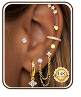CASSIECA Pendientes Mujer Acero Quirúrgico Dorados Hipoalergénicos Oreja Helix Tragus Multiples Piercings Piercing