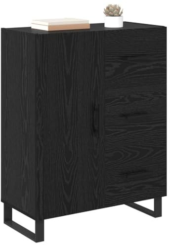 vidaXL Sideboard mit Schubladen Schwarz Eichen-Optik 69,5 x 34 x 90 cm, Moderner Sideboard, rechteckige Aufbewahrungseinheit mit Schubladen, haltbares Wohnzimmermöbel, stylische Heimorganisation
