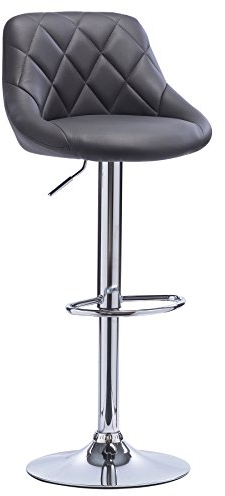 WOLTU 1er Barhocker Barstuhl, leichte reinige Kunstleder, Gute gepolsterte Sitzfläche, Höhenverstellbar, 360° Drehbar, Farbwahl, in Grau