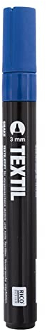Rico Design Textilmarker für dunkle Stoffe, Farbe wählbar, ideal für T-Shirts, Schuhe, Taschen, Jutebeutel und andere Stoffarten Blau