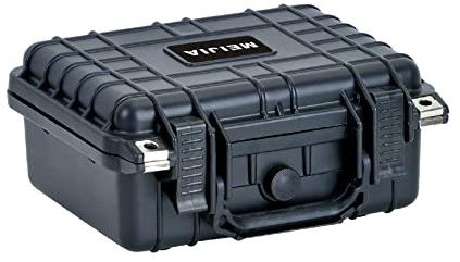 MEIJIA IP67 Waterproof Hard Protective Case,Compact Hard Camera Case,Small Hard Case with Customizable Foam, Fit Use of Drones,Camera,Lens(10.62 x9.68x4.87inches,Black)