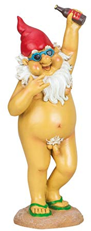 Geschenkestadl Nackter Zwerg Party FKK lustiger Gartenzwerg H 31,5 cm Modell Feierzwerg Figur für Haus und Garten