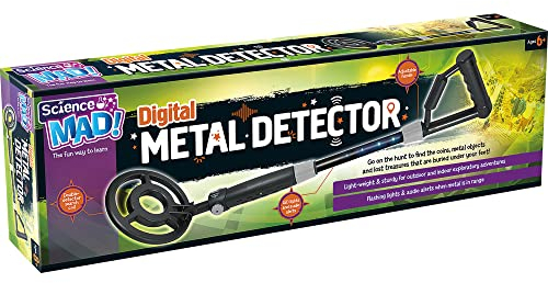Science Mad Digital Metal Detector For Kids - For Fun Indoor and Outdoor Explorations - Features Lightweight, Sturdy, Flashing Lights, Alerts When in Range, 6+ Years