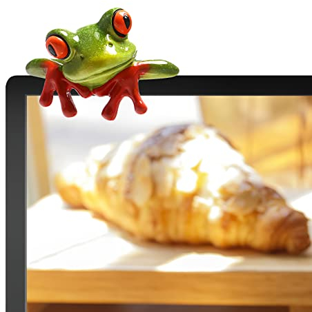 STOBOK Kreative Frosch Computer 3D Harz Handwerk Tier Figur Figürlich Laptop Monitor Statuen Lustig Büro Schalter Spielzeug für Zuhause Office Auto Decortaion