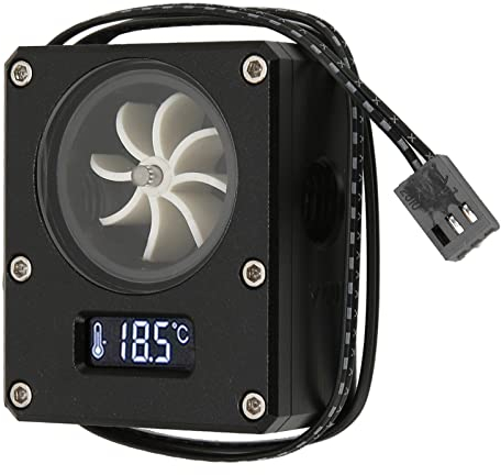 Indicatore del Flussometro, Indicatore del Flusso di Raffreddamento Ad Acqua del PC e della Temperatura della CPU G1/4 8 Girante Filettata con Piccola Interfaccia a 3 Pin, Misuratore di Portata(Nero)
