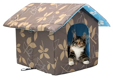 Vinnypet Katzenhaus Für Draußen Winterfest Wasserdicht Und Warm Faltbare Pet Tierheim Für Katzen Mit Abnehmbarem Kissen Für Streuner Haustiere 45x43x40cm