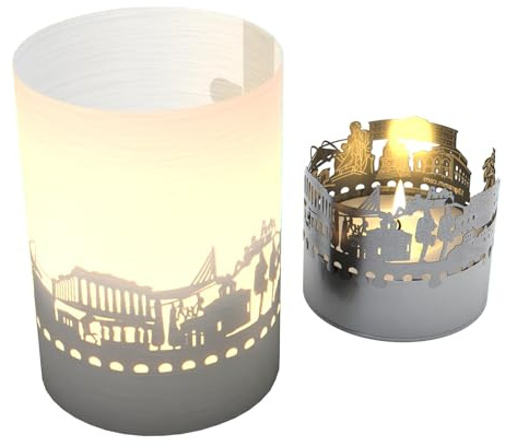 Aten Skyline Tube T-Light skuggspel – motivljus med magisk silhuettprojektion – perfekt souvenir för alla Aten-!