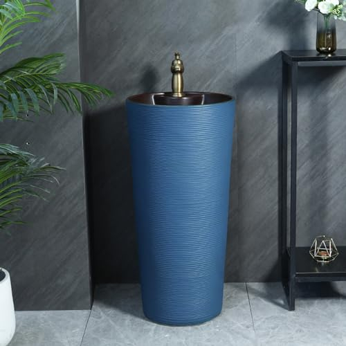 Lavabo Pedestal, Fregadero de pedestal de una pieza, Fregadero de pedestal de cerámica para baño, Lavabo de encimera de pie para guardarropa, balcón, Lavabo de mesa de patio con balcón (Size : Dark b