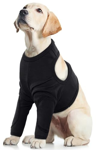 Dog Recovery Suit, Leg Wound Cover Dog T-Shirt Anti-Licking Protection Sleeve Comfortable Stop Licking Armpit(Black, L)