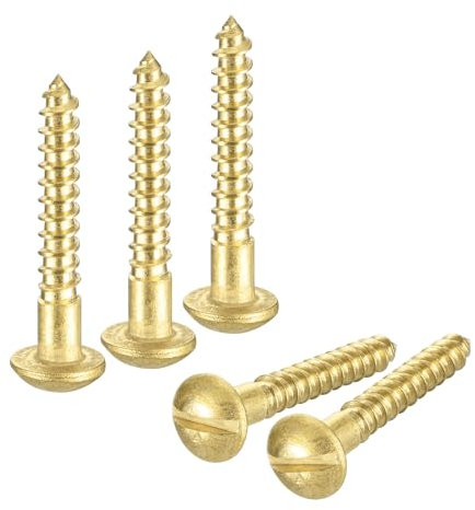 QUARKZMAN Tornillos de Madera M2.5 x 16mm Cabeza Redonda Ranurada de Latón Tornillo Autorroscante para Trabajos de Carpintería 60 Unidades