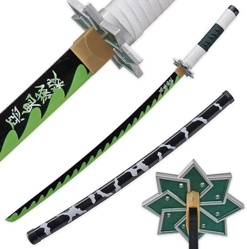 LQZJG Anime Espada de bambú Cosplay，Shinazugawa Sanemi Espada Katana 103 cm/40 Pulgadas