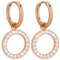 Hypoallergene Rosegold Ohrringe Damen - Hängende Creolen Mit Anhänger, Wasserfest, 1,4cm Durchmesser, Edelstahl - Geschenke für Frauen Zum Valentinstag