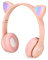 QCXWCJWD Cuffie Bluetooth per Bambini, Cuffie Wireless con Orecchio di Gatto per Bambini, Pieghevole Over-Ear Cuffie con Luci Lampeggianti per Bambini Studiare Viaggiare