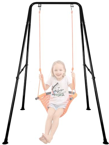 Foldable Baby Swing Frame, Heavy Duty Metal A-Frame Swing Sets for Most Toddlers Swings/Baby Jumper/Hammock Chair, Easy to Assemble, Portable to Store, Holds up to 200lb
