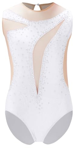 JEATHA Ragazza Body da Balletto Leotards a Senza Manica con Strass Brillantini da Pattinaggio Bodysuit Da Ginnastica Artistica 5-16 Anni