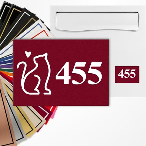 Numéro de boîte aux lettres personnalisé – 3 tailles – Gravure laser – 22 couleurs – Avec ou sans motif (Bordeaux texte blanc)