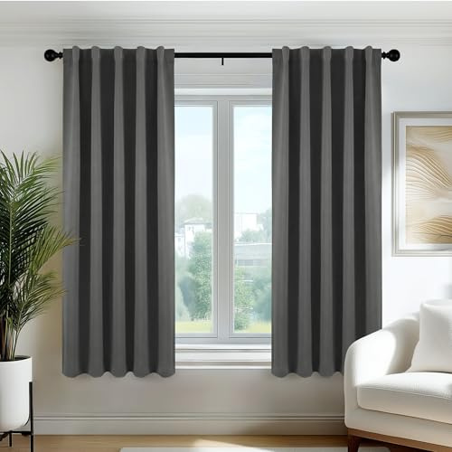 Deconovo Cortinas Opacas Térmicas Aislantes del Frío y del Calor para Ventanas, Cortinas para Salón y Dormitorio, 3 Modos de Montaje, 70 x 150 cm, Gris Claro, 2 Paneles