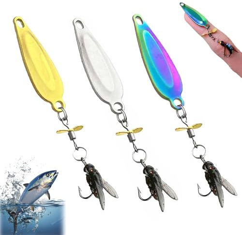 Metal Propeller Fishing Lure for Catching Fish, Metal Fly False Bait Hook, Spinnerbait 3d Swimming with Propeller Tail, High-Vibration Flash Attracto (3pcs Mix,M-4.5g)