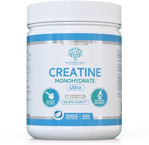 Creatine Monohydrate Powder - 500g (100 Servings) | Ultra Micronized 200 Mesh for Superior Absorption | Pure & Unflavoured | for Muscle Strength & Recovery - Absolutely Nothing Added, Vegan & UK Made