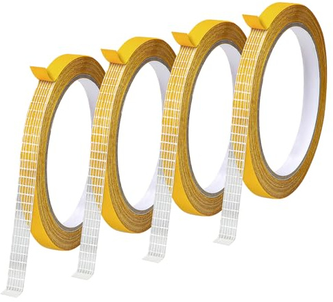 4 Rotoli Nastro Biadesivo in Tessuto Resistente, 1.3cmx10m Nastro Biadesivo per Tappeti,Nastro Adesivo di Montaggio Ultra Resistente,per Pantaloni,Vestiti,Copridivano,Non è Necessario Cucire e Stirare