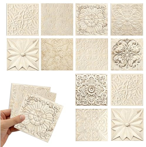Azulejos Adhesivos Cocina, 48pcs 10x10cm Baldosas Adhesivas Pared, Pegatinas Azulejos Cocina Impermeable Pegatinas Baldosas para Decoración de Cocina, Baño y Dormitorio