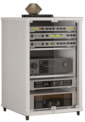 AV Media Stand con supporto in legno rimovibile da pavimento Mensola portaoggetti multimediale per casa/ufficio/teatro, capacità di carico 300 kg (Color2 80 x 55 x 57 cm)