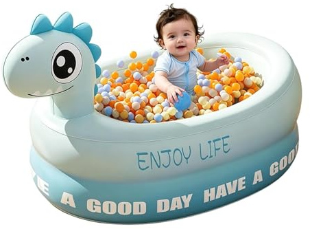 Kids Blow Up Pool – Dinosaur Inflatable Kiddie Pool 93×50×53.5cm PVC | Kids Blow Up Ṕool, Child Bathtub Puppy Wading P̀ool For Boys, Girls, Summer Beach, Garden & Bathroom Use Kiddie Ṕ̃óol