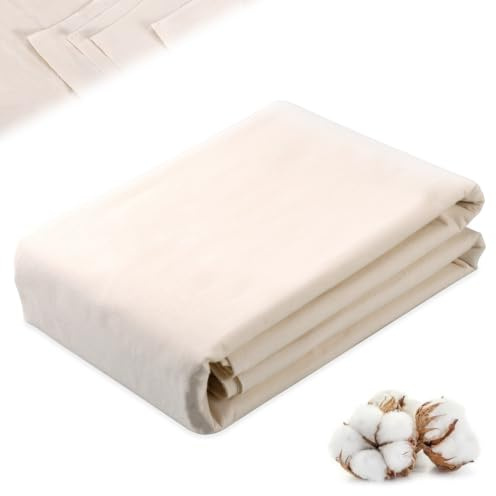 TranRantic Tissus Naturel au Metre, 100% Coton Calicot, 2M x 160cm | Tissu Unbleached en Coton pour Coudre Oreillers Nappes Sacs, Matelassage, Calicot Naturel Résistant à l'usure pour Couture