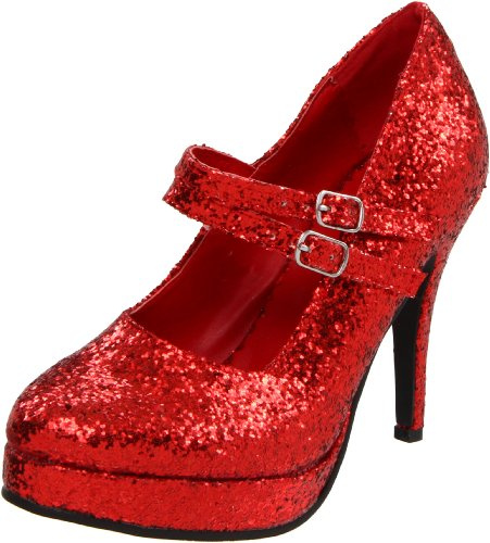 Ellie Scarpe da Donna 421-jane-g Maryjane Pompa, Rosso (Red Glitter), 43 EU M