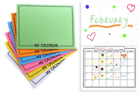 Hygloss Products Blank Calendar Books - Make Your Own Scrapbook - Assorted Bright Covers with White Pages - 12 Gridded Months - 8.5 x 11-6 Calendars