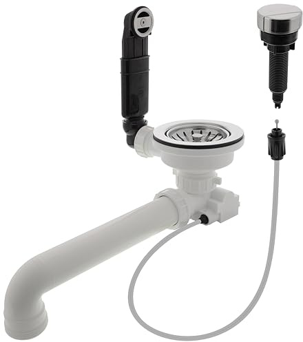BLANCO Ablaufgarnitur 3½'' mit Ablauffernbedienung | Empfohlen für BLANCO CLASSIC, DALAGO, ELON, METRA, NOVA, RONDOVAL und ZIA Spülen | Einfache Installation & hohe Langlebigkeit