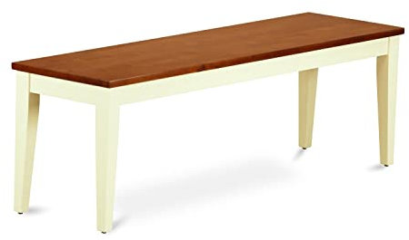East West Furniture Nib-WHI-W Nicoli - Panca da pranzo con seduta in legno, 137 x 38 x 43 cm, colore: latticello e ciliegia