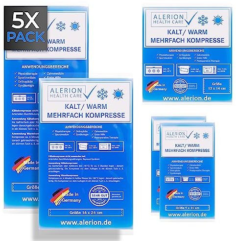 Kalt Warm Kompressen Spar Set Mehrfachkompressen 5 teiliges Set mit verschiedenen Größen Ideal für Famile und Sport